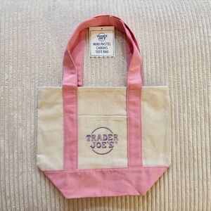 Trader Joe’s Mini Tote Bag Spring 2026 Pastel Pink Canvas Bag NEW